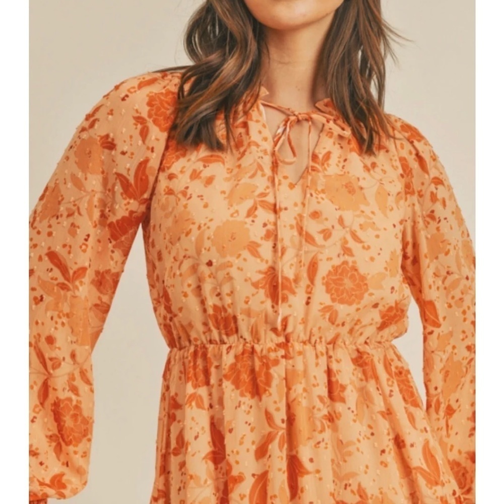 Lush Floral Frenzy Long Sleeve Mini Dress Size S - Picture 10 of 11